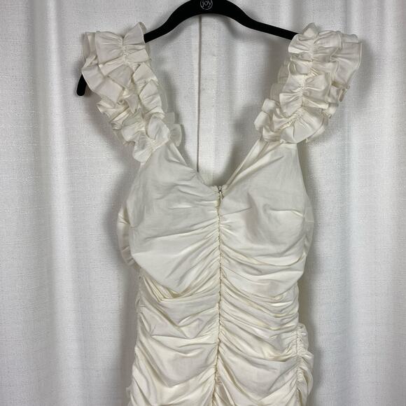 Zara Blogger Favorite Off White Ruched Front Mini Dress Sz.S NWT - Picture 12 of 16